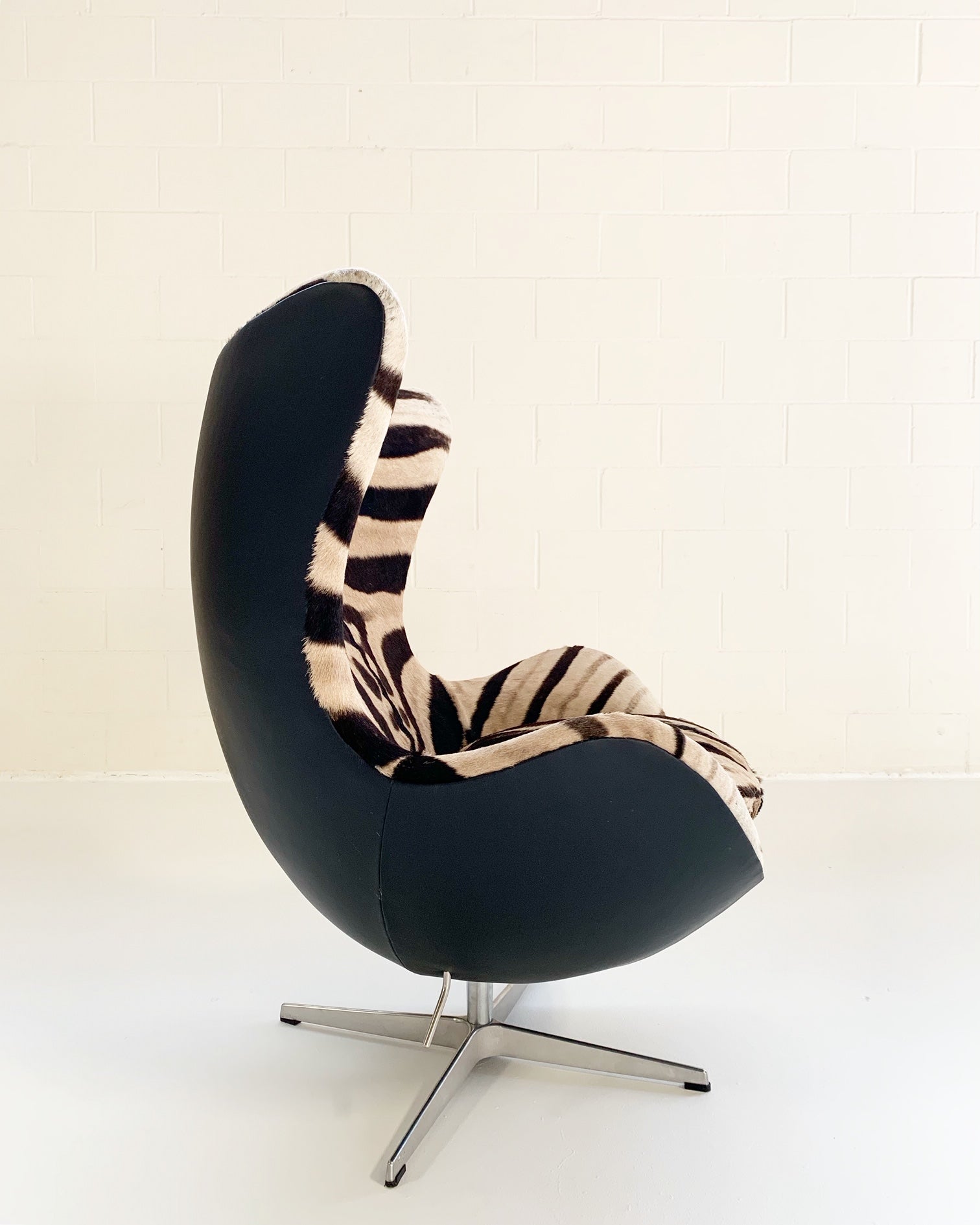 Egg Chair in Zebra Hide and Leather - FORSYTH