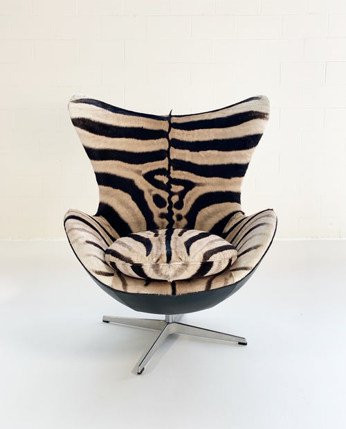 Egg Chair in Zebra Hide and Leather - FORSYTH