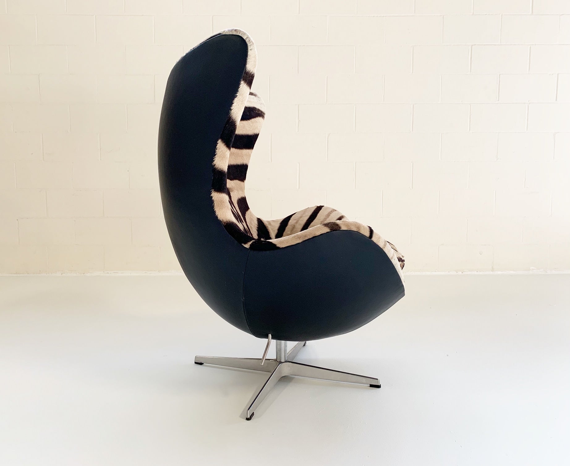 Egg Chair in Zebra Hide and Leather - FORSYTH