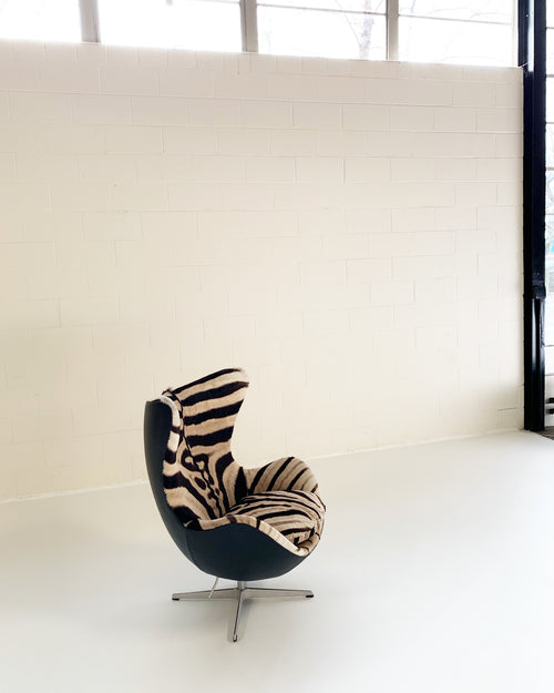 Egg Chair in Zebra Hide and Leather - FORSYTH