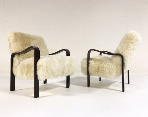 Armchairs in Brazilian Sheepskin, pair - FORSYTH