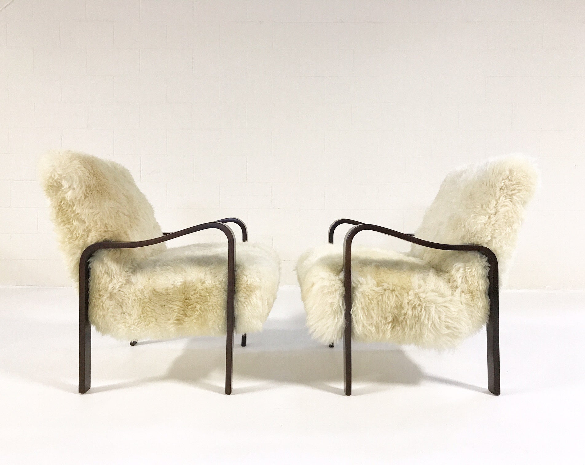 Armchairs in Brazilian Sheepskin, pair - FORSYTH