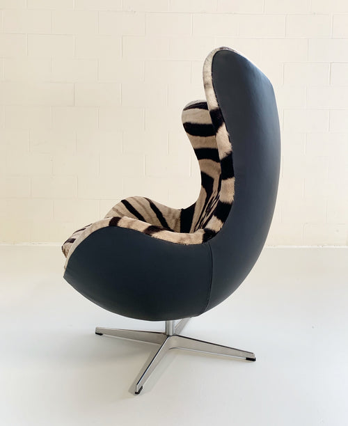 Egg Chair in Zebra Hide and Leather - FORSYTH