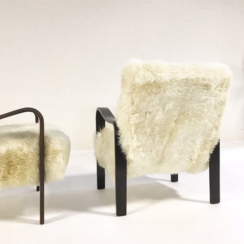 Armchairs in Brazilian Sheepskin, pair - FORSYTH