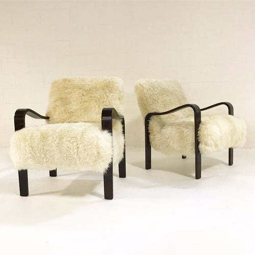 Armchairs in Brazilian Sheepskin, pair - FORSYTH