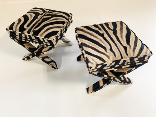X Benches in Zebra Hide, Pair - FORSYTH