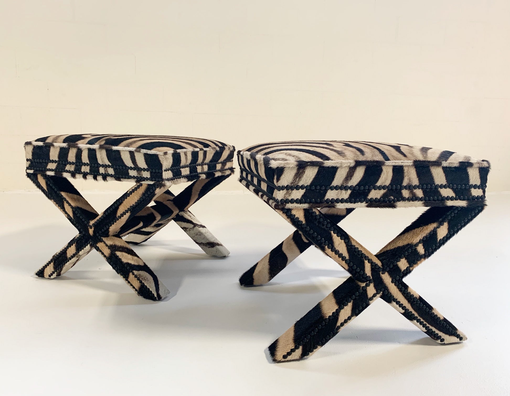 X Benches in Zebra Hide, Pair - FORSYTH