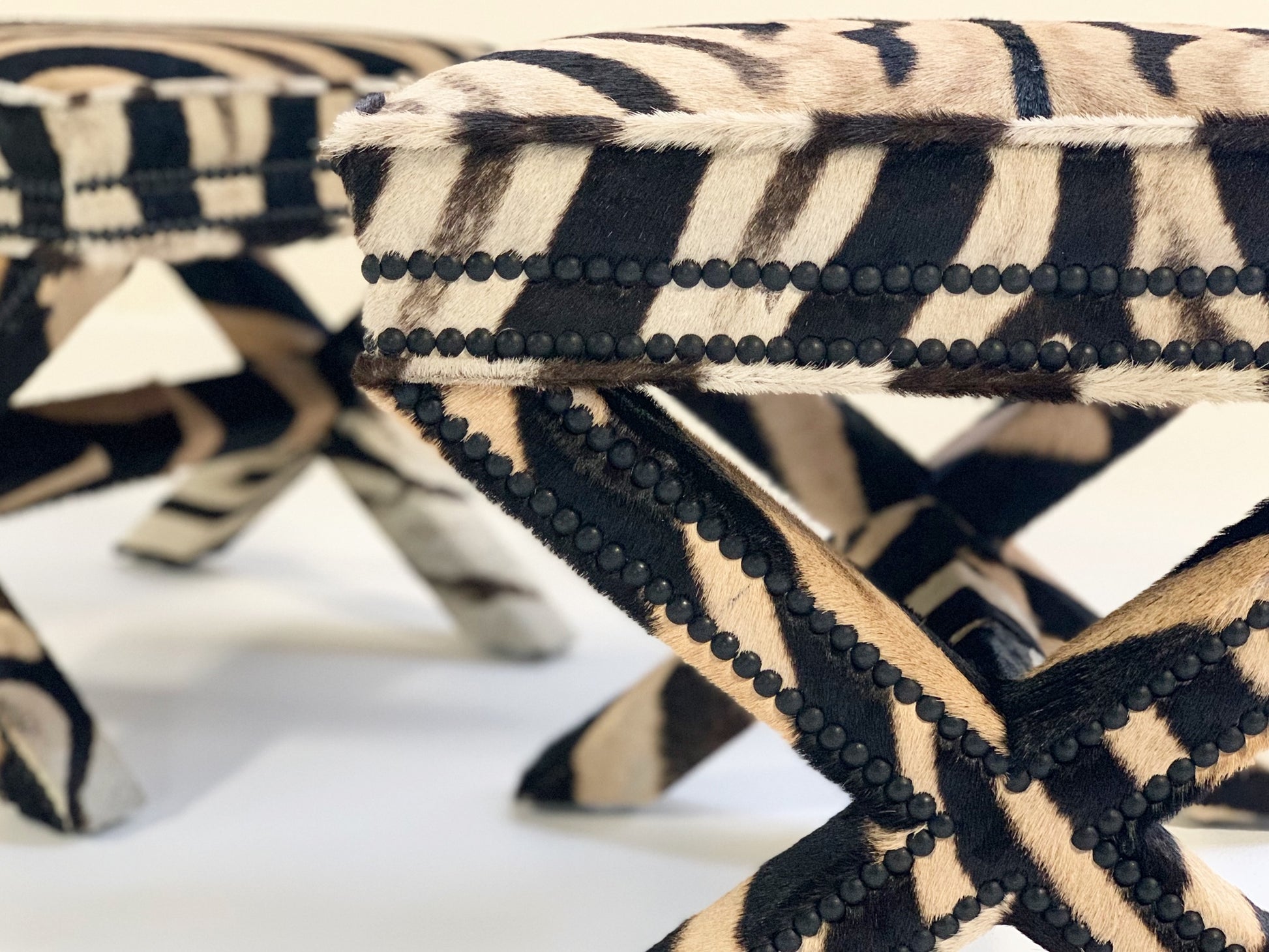 X Benches in Zebra Hide, Pair - FORSYTH