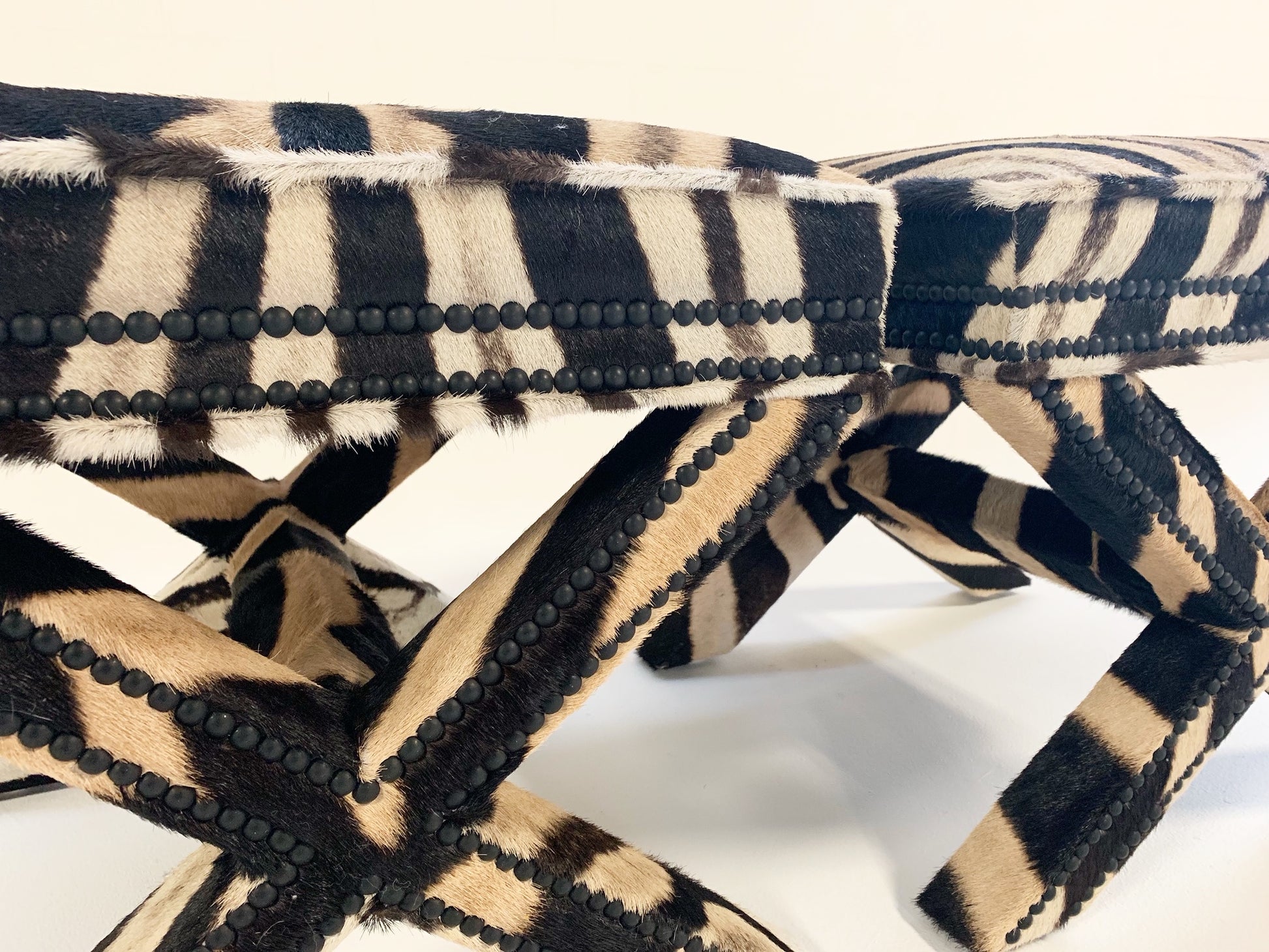 X Benches in Zebra Hide, Pair - FORSYTH