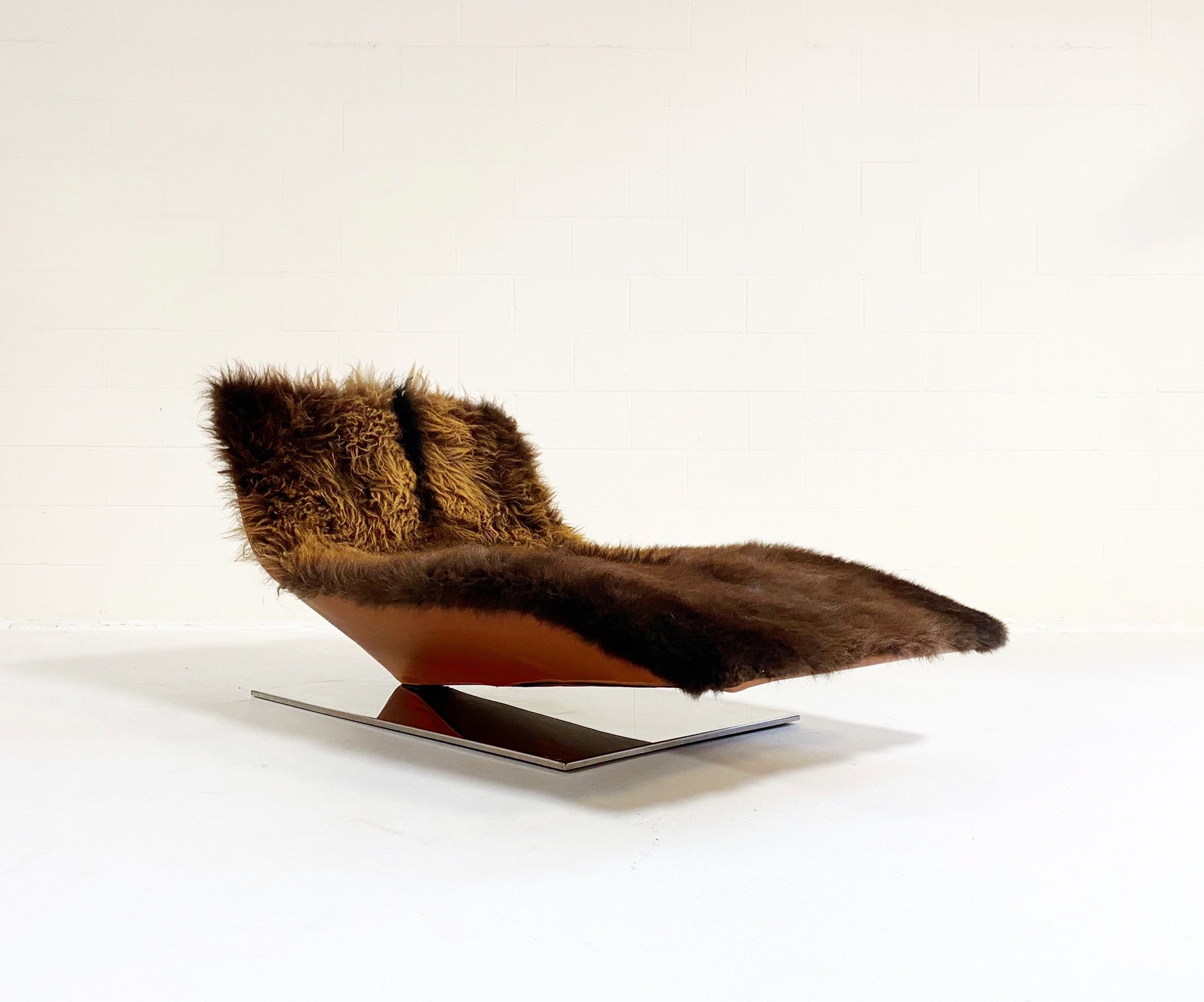 MDF Italia "Lofty" Chaise Lounge in Bison Hide and Loro Piana Leather