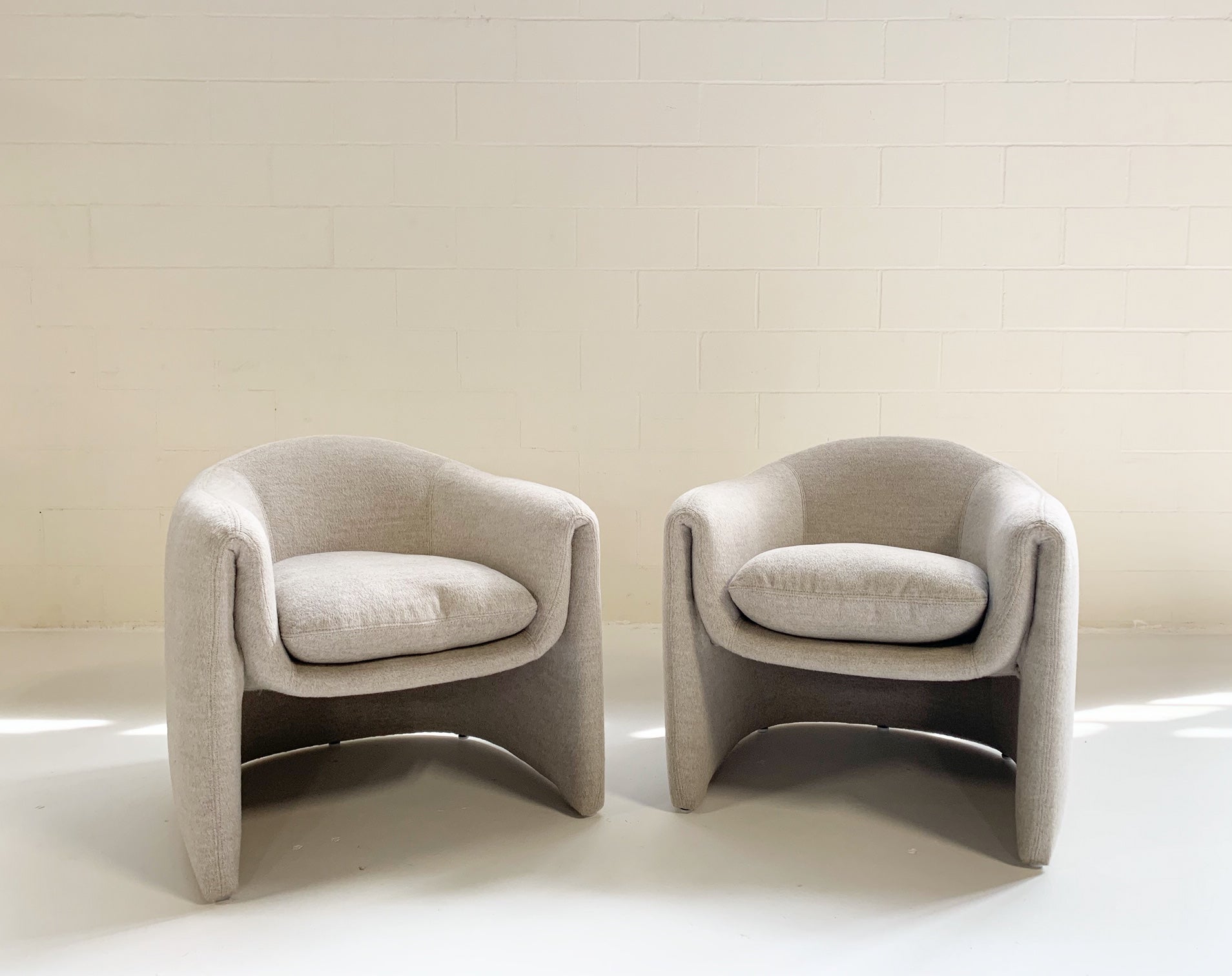 Modernist Chairs in Loro Piana Alpaca Wool, pair - FORSYTH