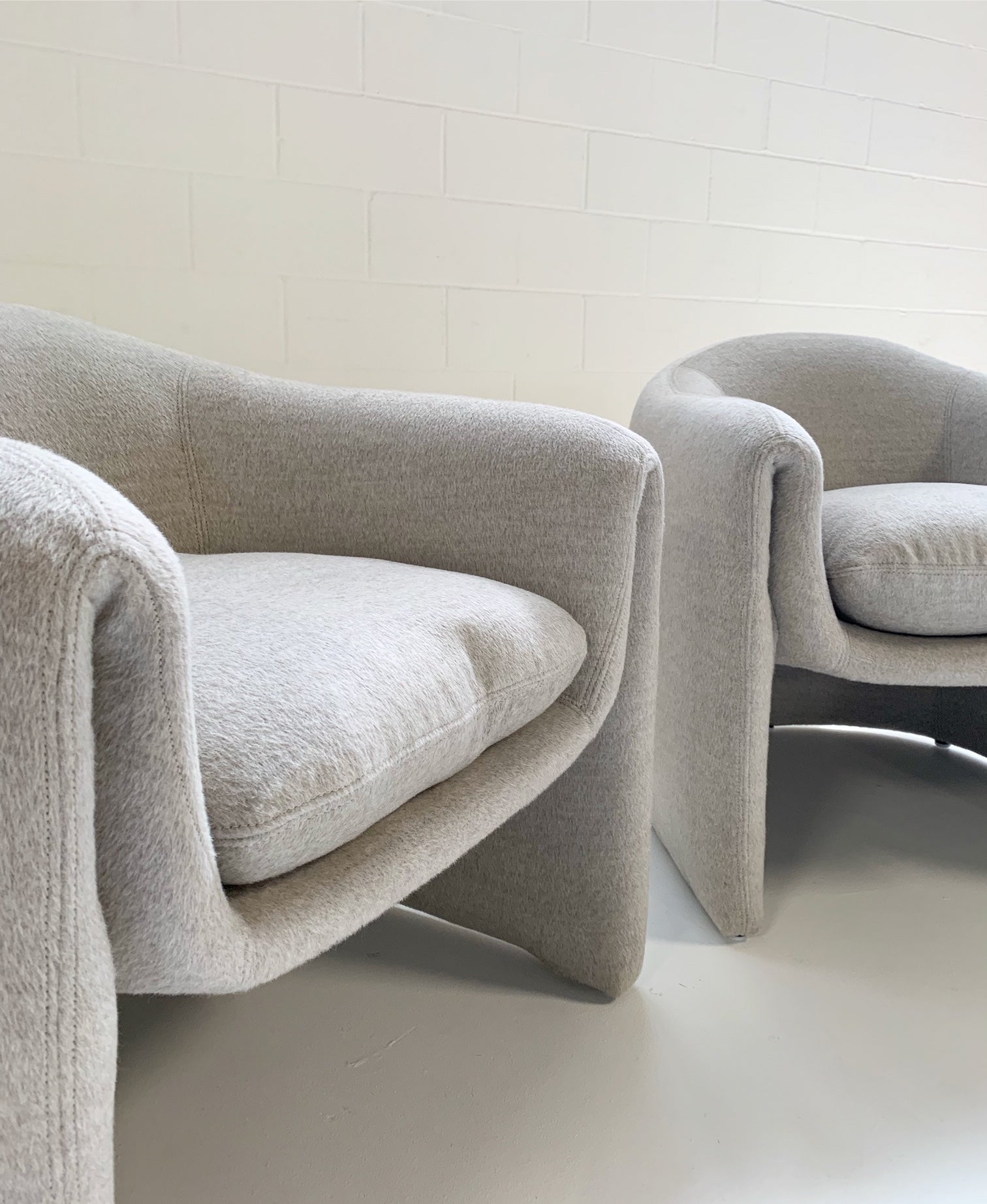 Modernist Chairs in Loro Piana Alpaca Wool, pair - FORSYTH