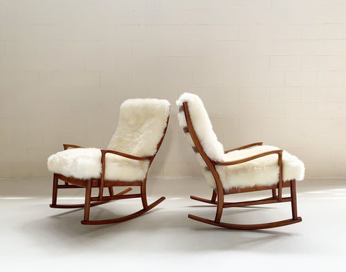 Rocking Chairs with Sheepskin Cushions, pair - FORSYTH
