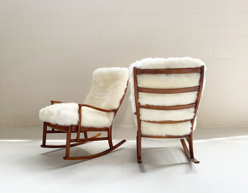 Rocking Chairs with Sheepskin Cushions, pair - FORSYTH