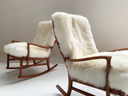 Rocking Chairs with Sheepskin Cushions, pair - FORSYTH