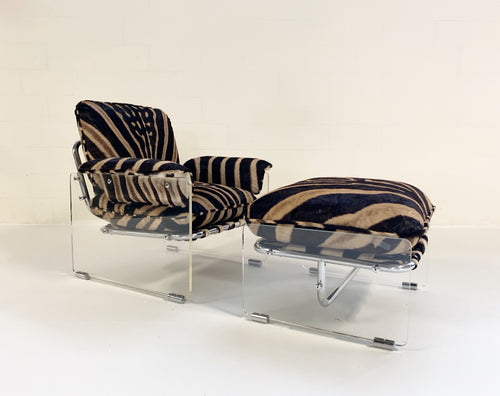 Argenta Lounge Chair and Ottoman in Zebra Hide - FORSYTH