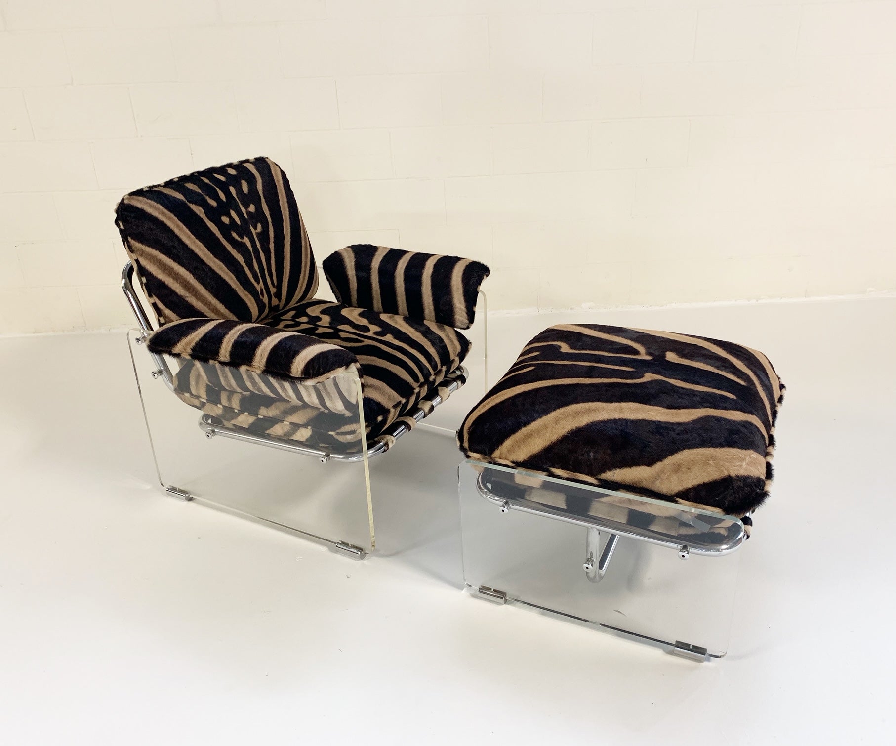 Argenta Lounge Chair and Ottoman in Zebra Hide - FORSYTH