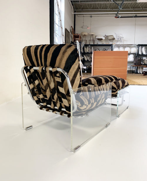 Argenta Lounge Chair and Ottoman in Zebra Hide - FORSYTH