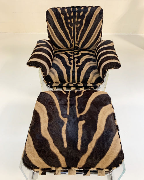 Argenta Lounge Chair and Ottoman in Zebra Hide - FORSYTH