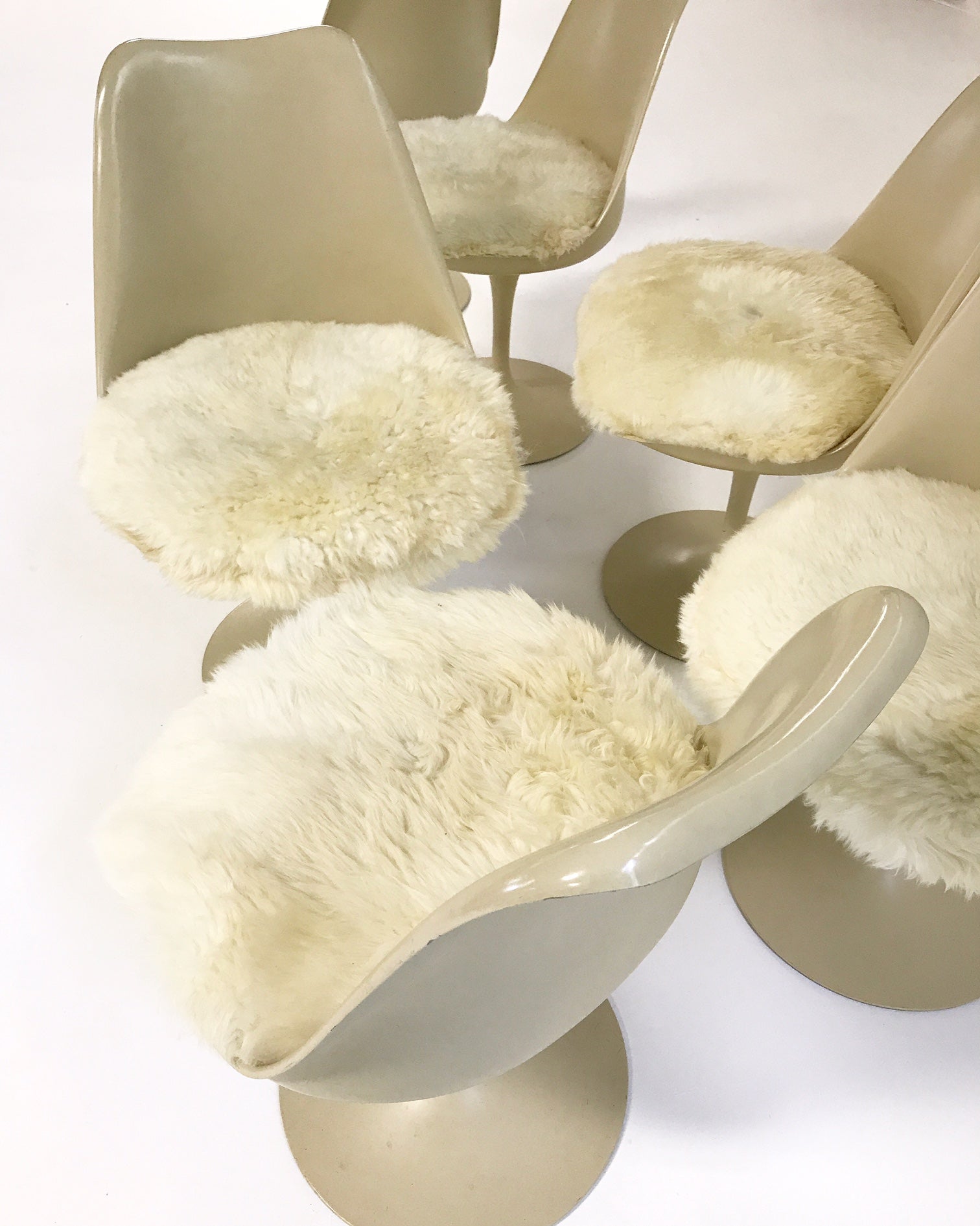 Tulip Chairs with Brazilian Sheepskin Cushions, set of 6 - FORSYTH