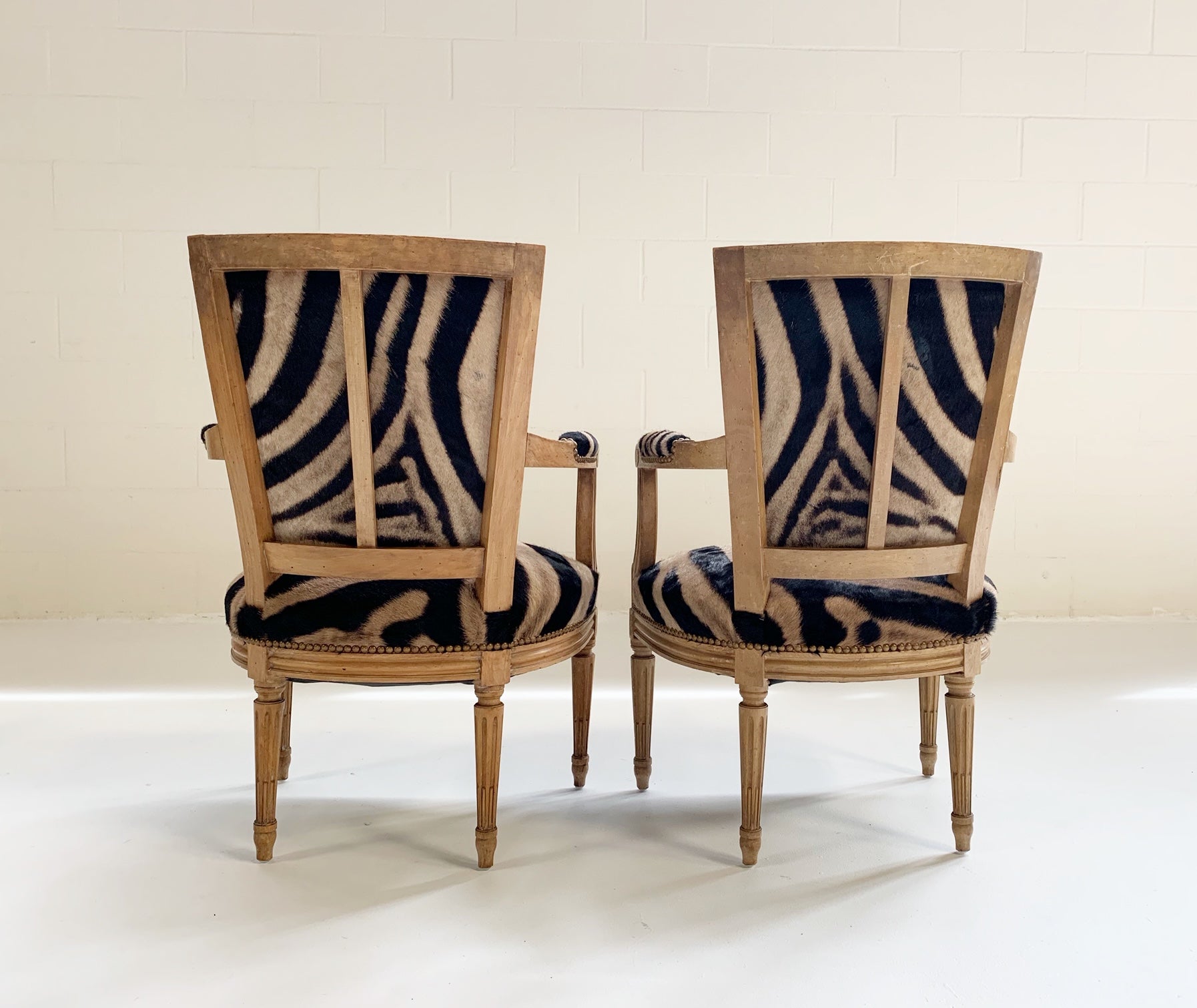 Louis XVI Style Armchairs in Zebra Hide, pair - FORSYTH