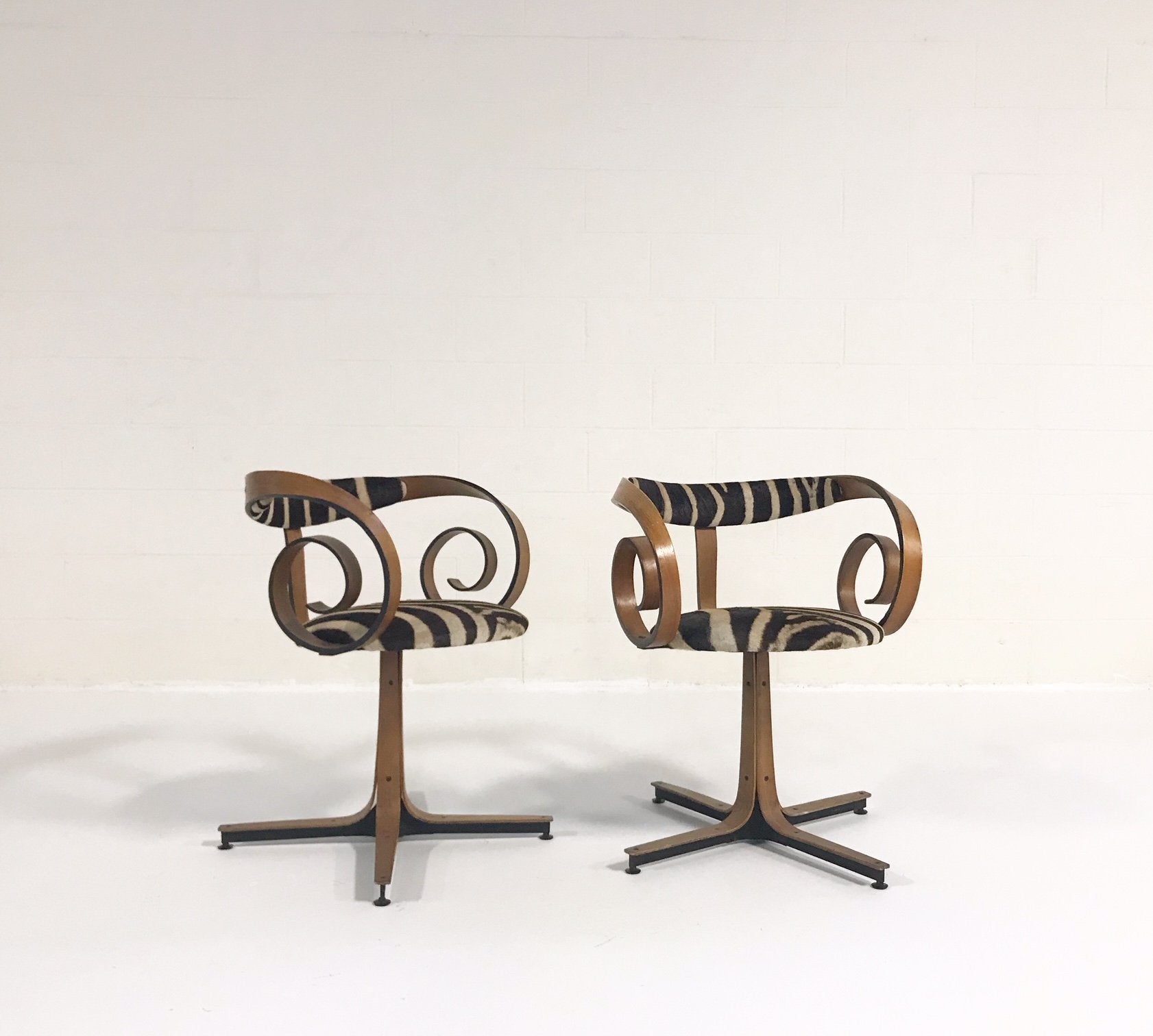 Sultana Chairs in Zebra Hide, pair - FORSYTH