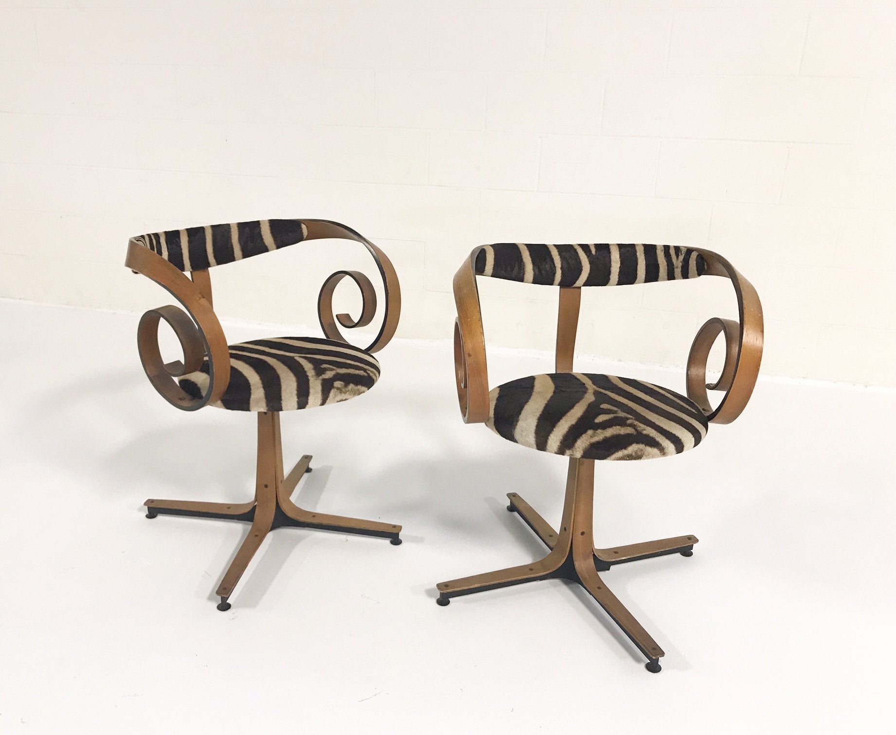 Sultana Chairs in Zebra Hide, pair - FORSYTH