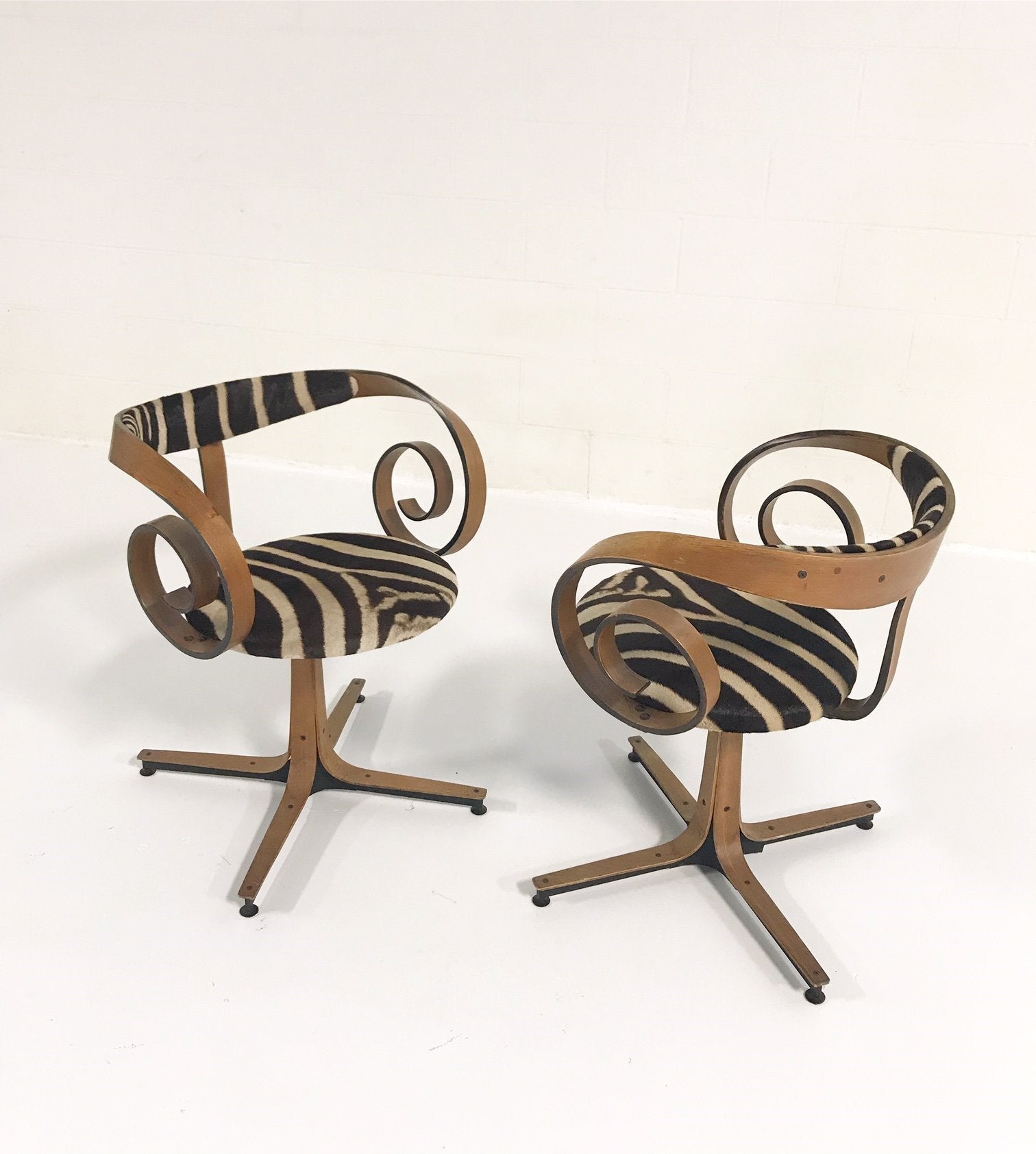 Sultana Chairs in Zebra Hide, pair - FORSYTH