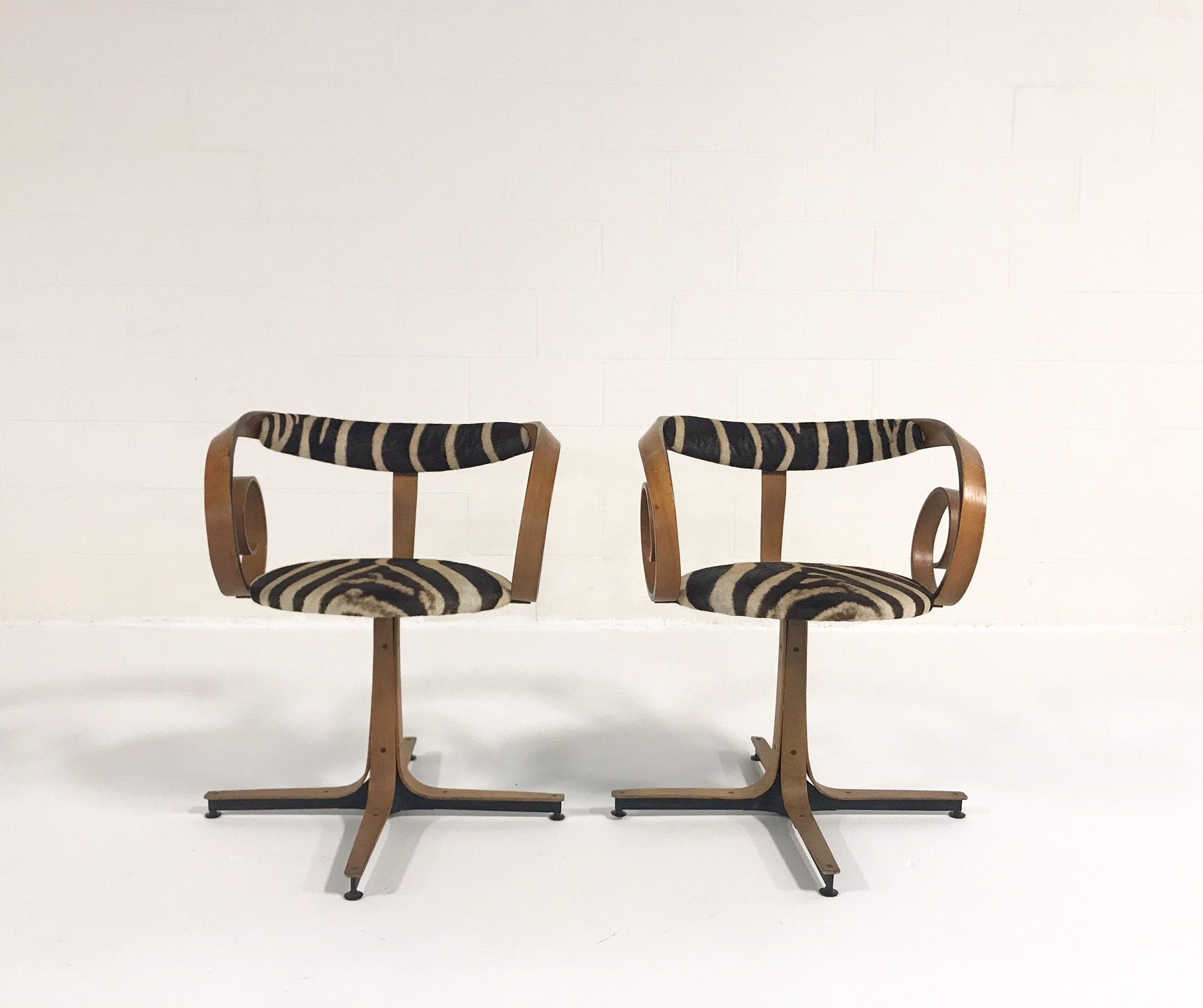 Sultana Chairs in Zebra Hide, pair - FORSYTH