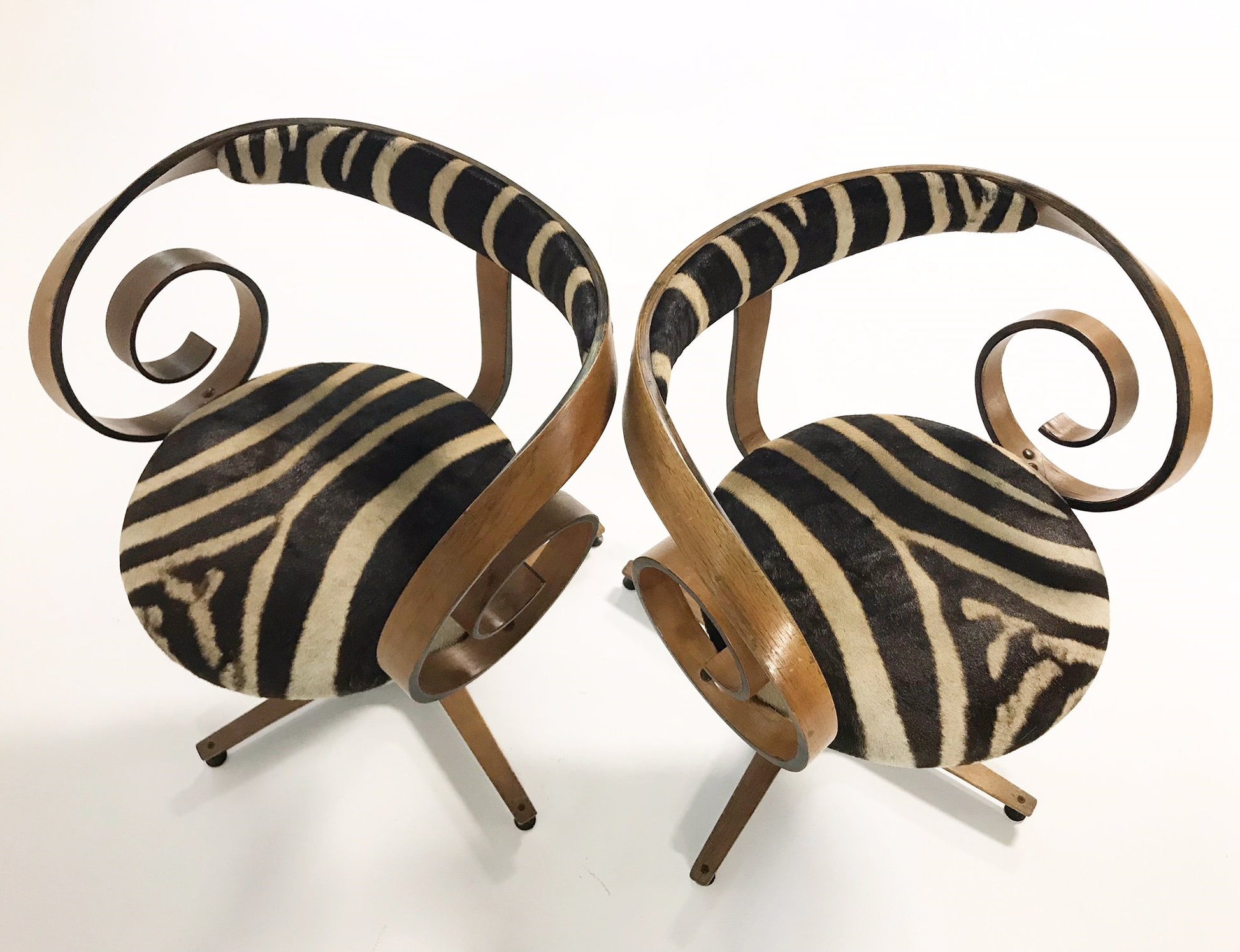 Sultana Chairs in Zebra Hide, pair - FORSYTH