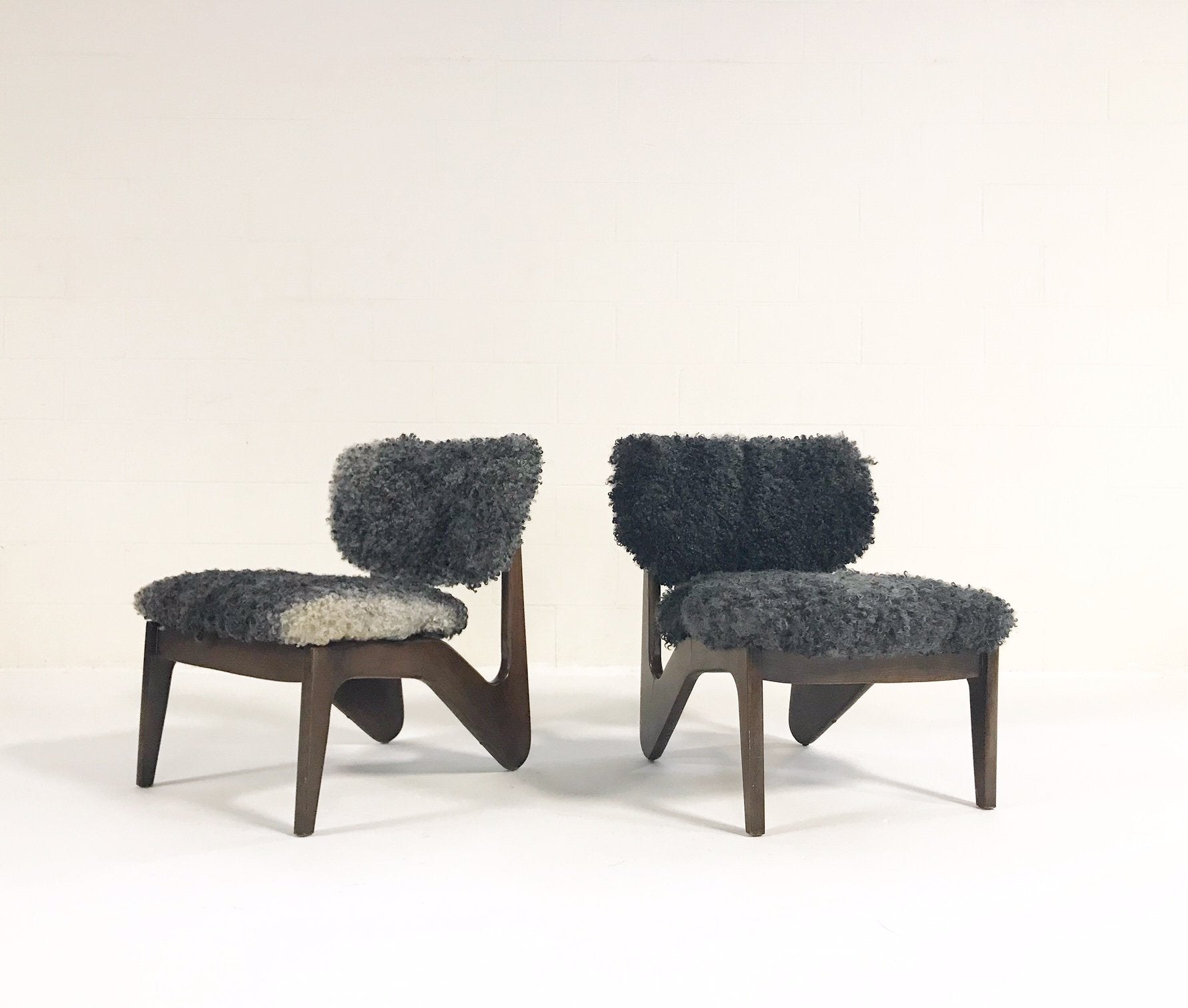 Sculptural Chairs in Gotland Sheepskin, pair - FORSYTH