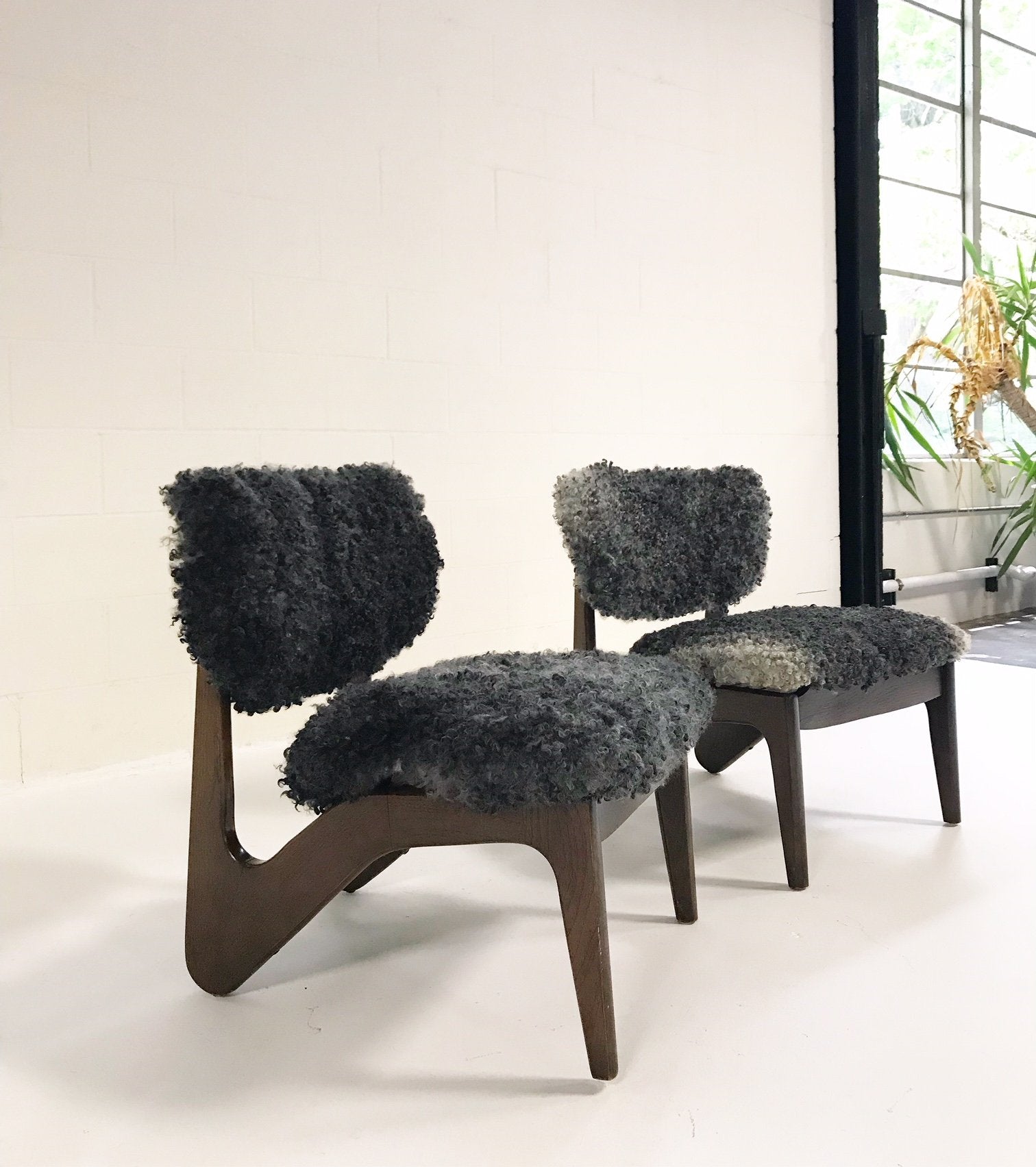 Sculptural Chairs in Gotland Sheepskin, pair - FORSYTH
