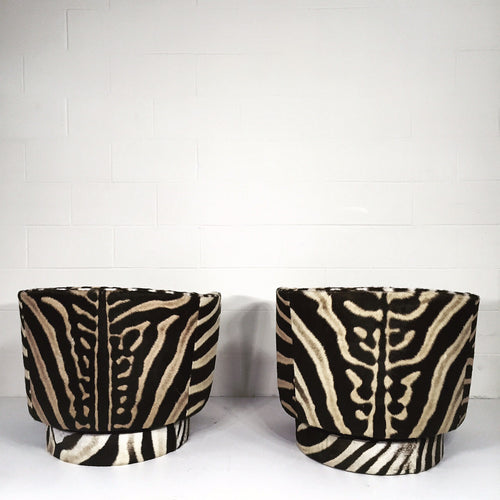 Swivel Tilt Club Chairs in Zebra Hide, pair - FORSYTH