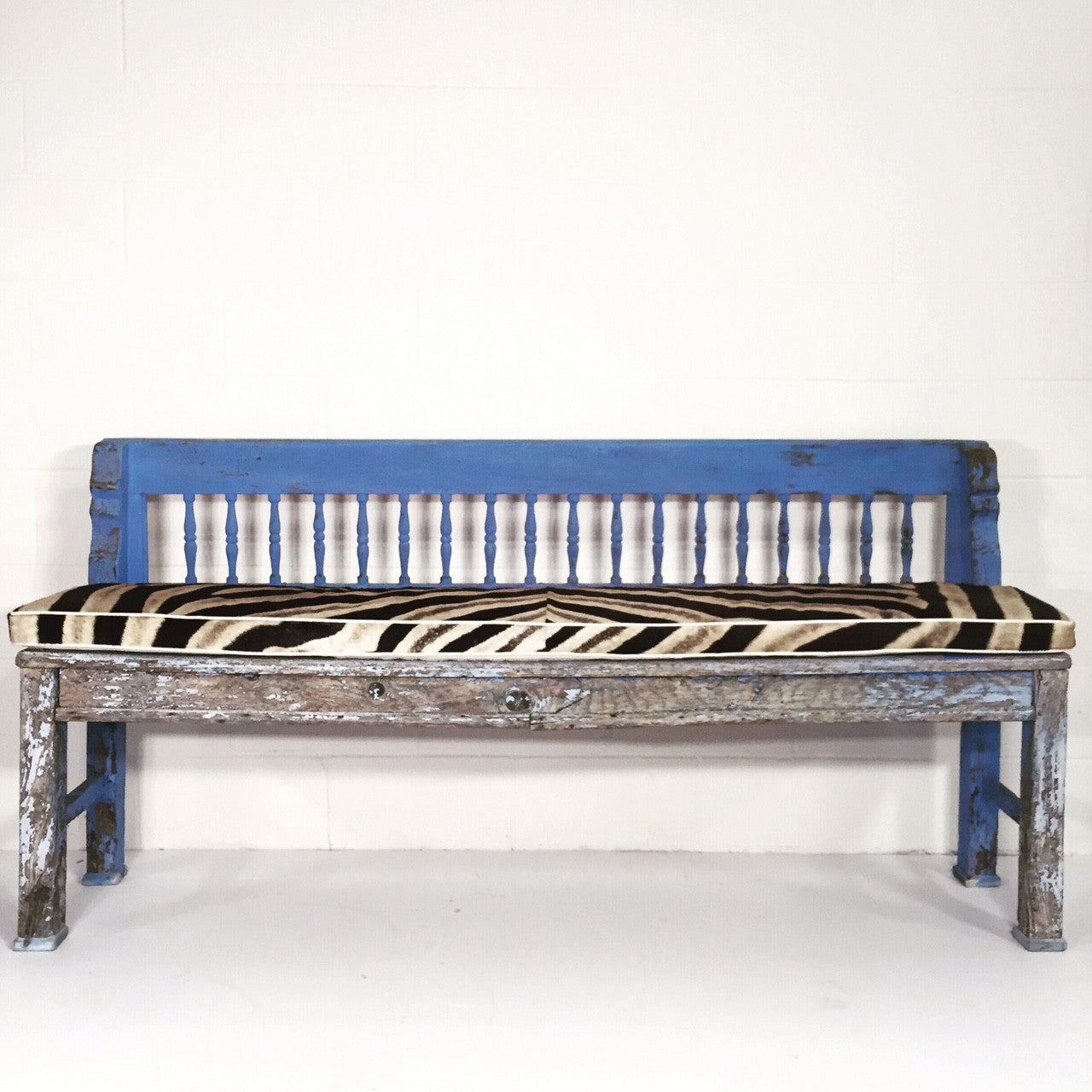 Farmhouse Bench with Zebra Cushion - FORSYTH