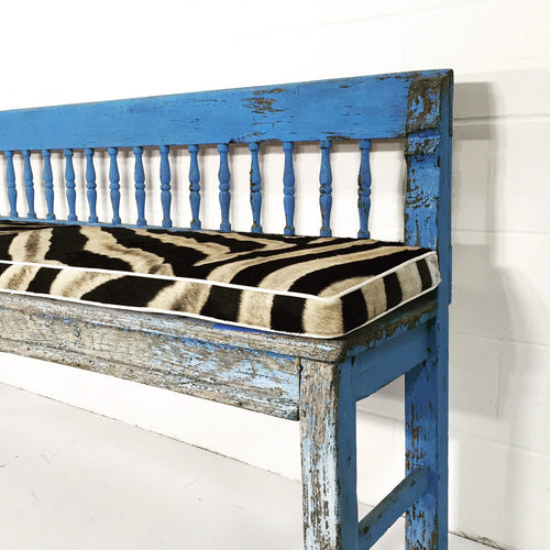 Farmhouse Bench with Zebra Cushion - FORSYTH