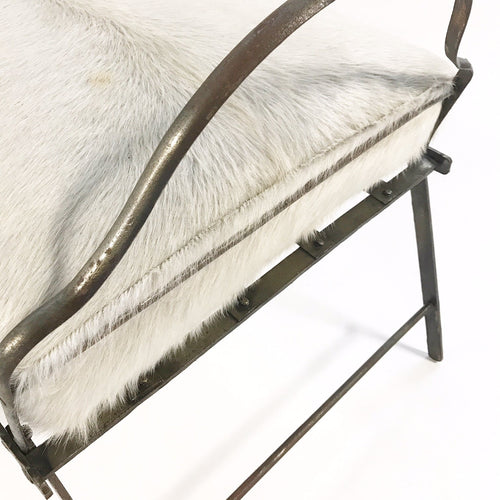 French Campaign Chaise with Brazilian Cowhide Cushions - FORSYTH