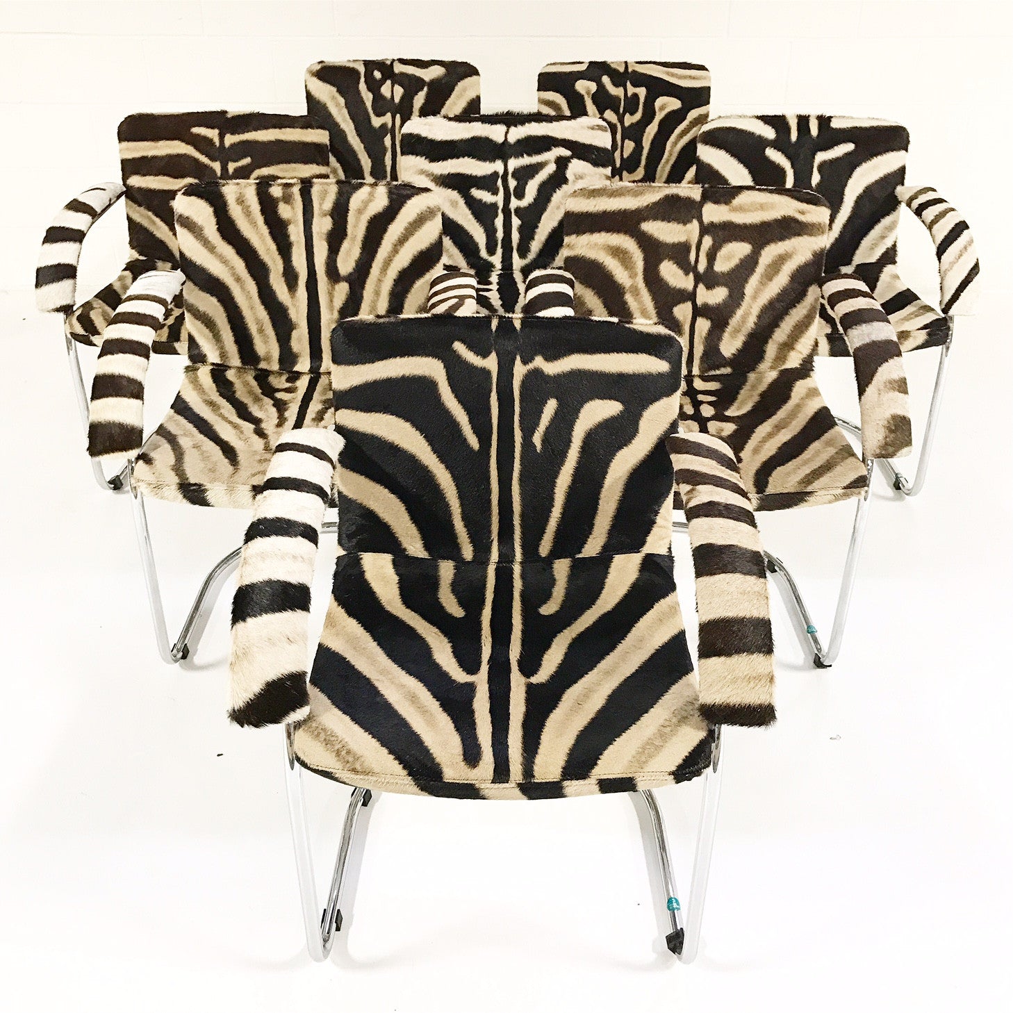 Lens Dining Chairs in Zebra Hide, set of 8 - FORSYTH
