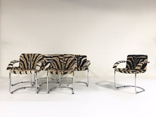 Lens Dining Chairs in Zebra Hide, set of 8 - FORSYTH