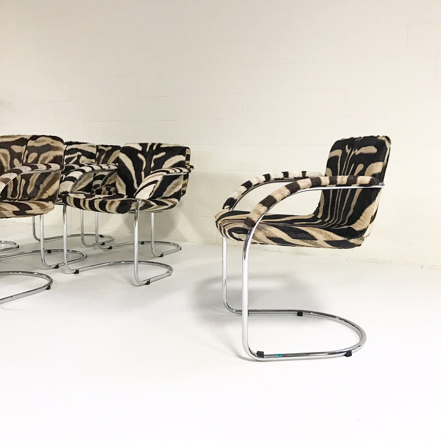 Lens Dining Chairs in Zebra Hide, set of 8 - FORSYTH