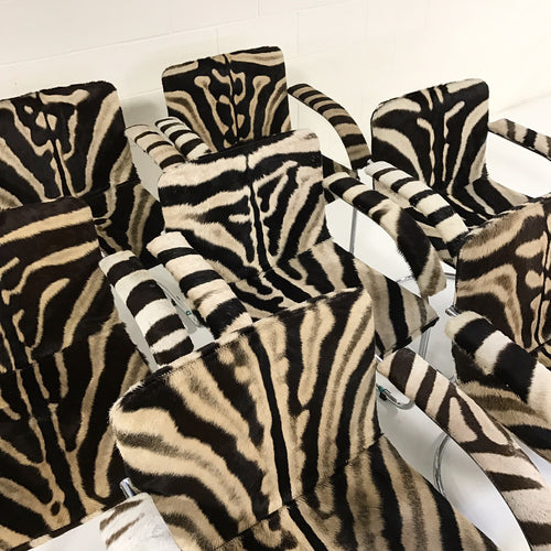 Lens Dining Chairs in Zebra Hide, set of 8 - FORSYTH