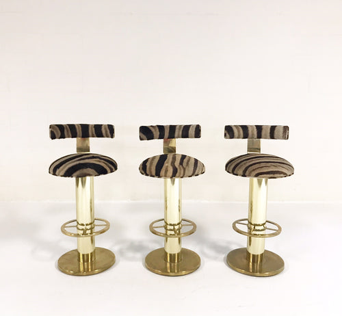 Bar Stools in Zebra Hide, set of 3 - FORSYTH