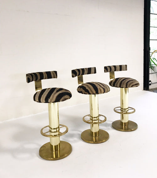 Bar Stools in Zebra Hide, set of 3 - FORSYTH