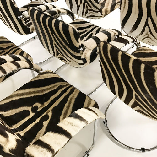 Lens Dining Chairs in Zebra Hide, set of 8 - FORSYTH