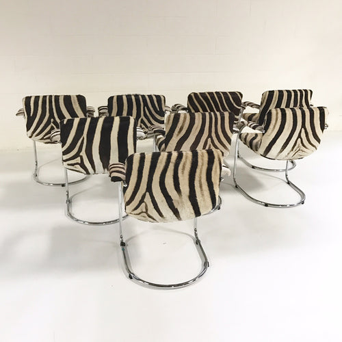 Lens Dining Chairs in Zebra Hide, set of 8 - FORSYTH