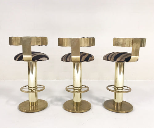 Bar Stools in Zebra Hide, set of 3 - FORSYTH