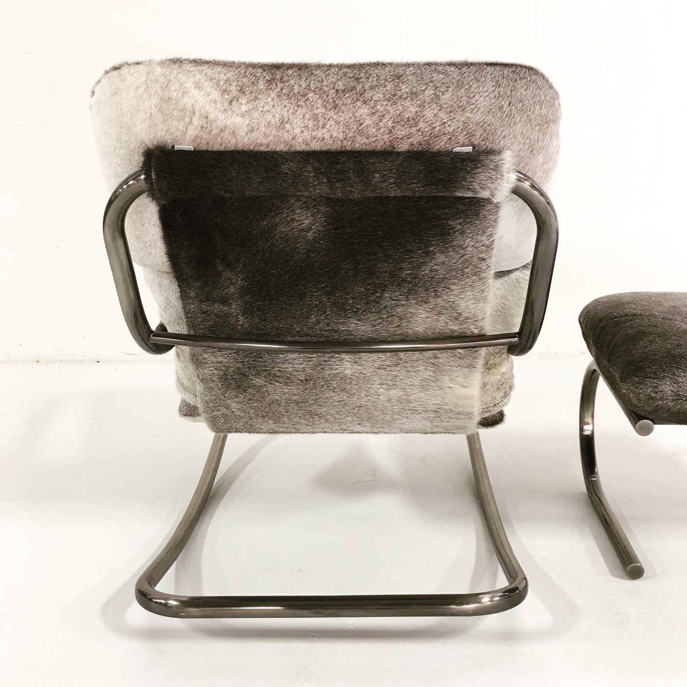 Rocking Lounge Chair & Ottoman in Brazilian Cowhide - FORSYTH