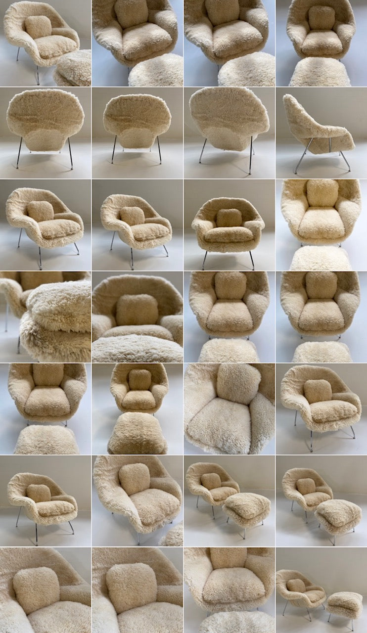 Bespoke Womb Chair and Ottoman in California Sheepskin - FORSYTH
