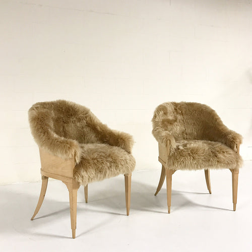 Barrel Chairs in New Zealand Sheepskin, pair - FORSYTH