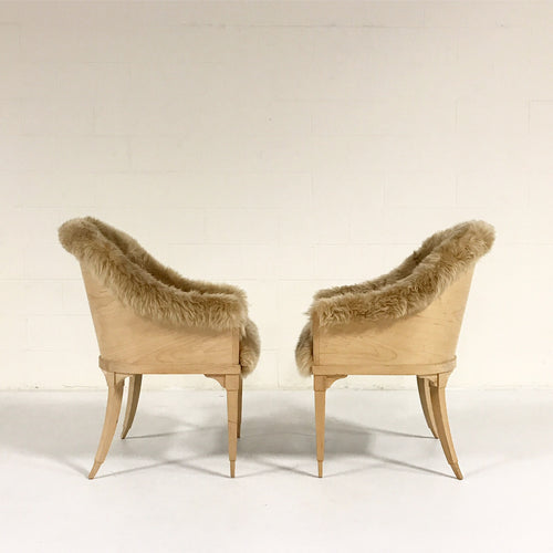 Barrel Chairs in New Zealand Sheepskin, pair - FORSYTH