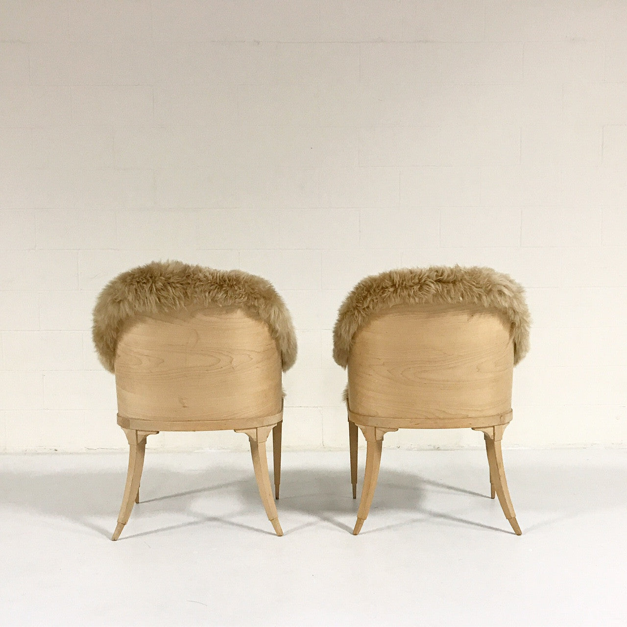 Barrel Chairs in New Zealand Sheepskin, pair - FORSYTH